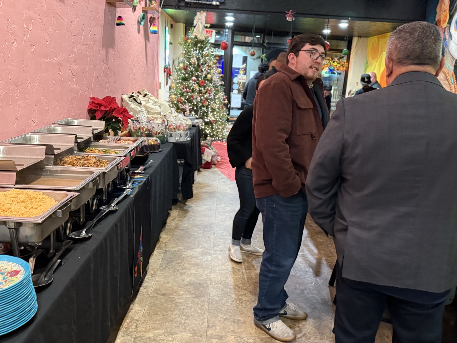 Holiday party plates ready for guests